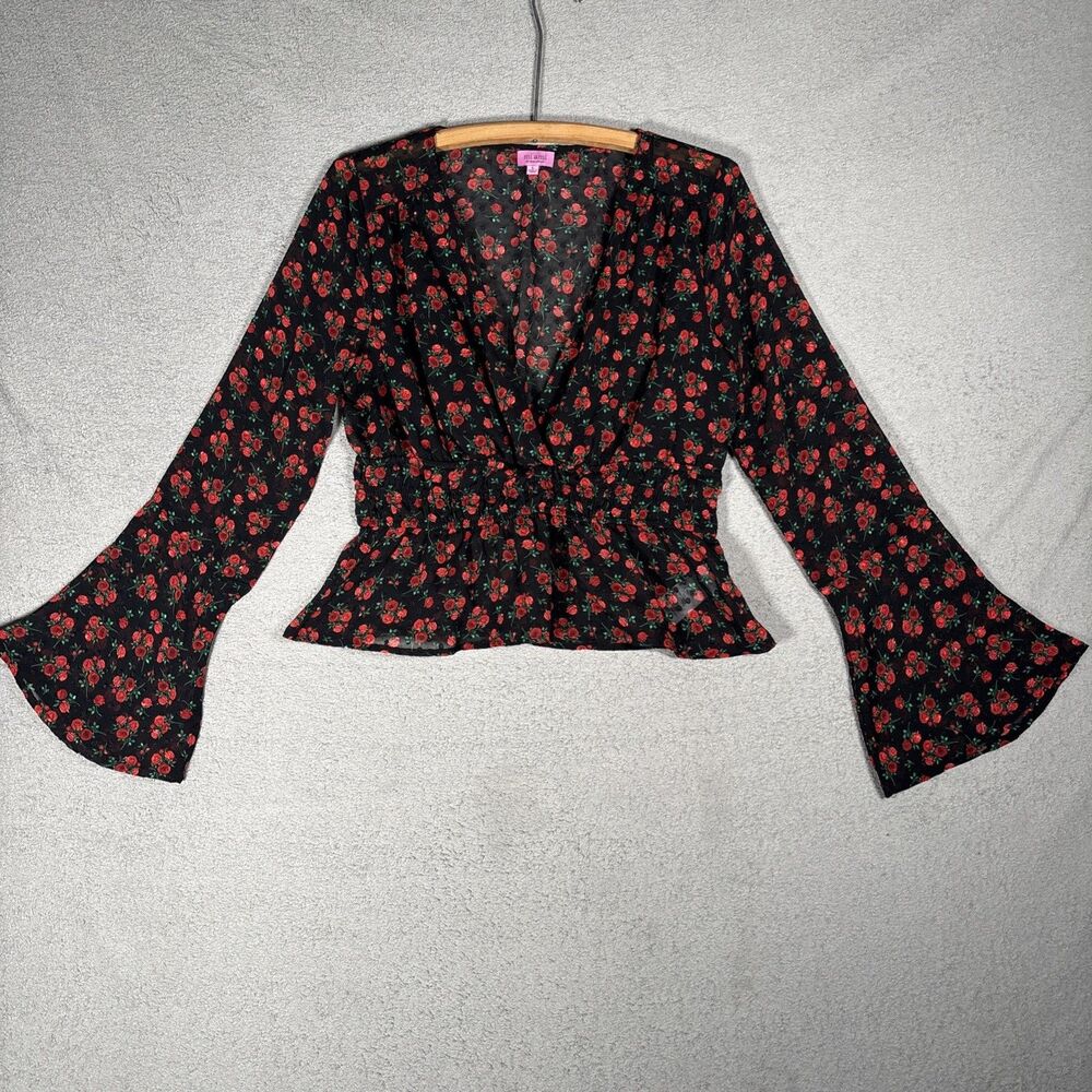 Mi Ami Francescas Top Size L Babydoll Rose‎ Sheer Whimsigoth Dark Fairy Witchy